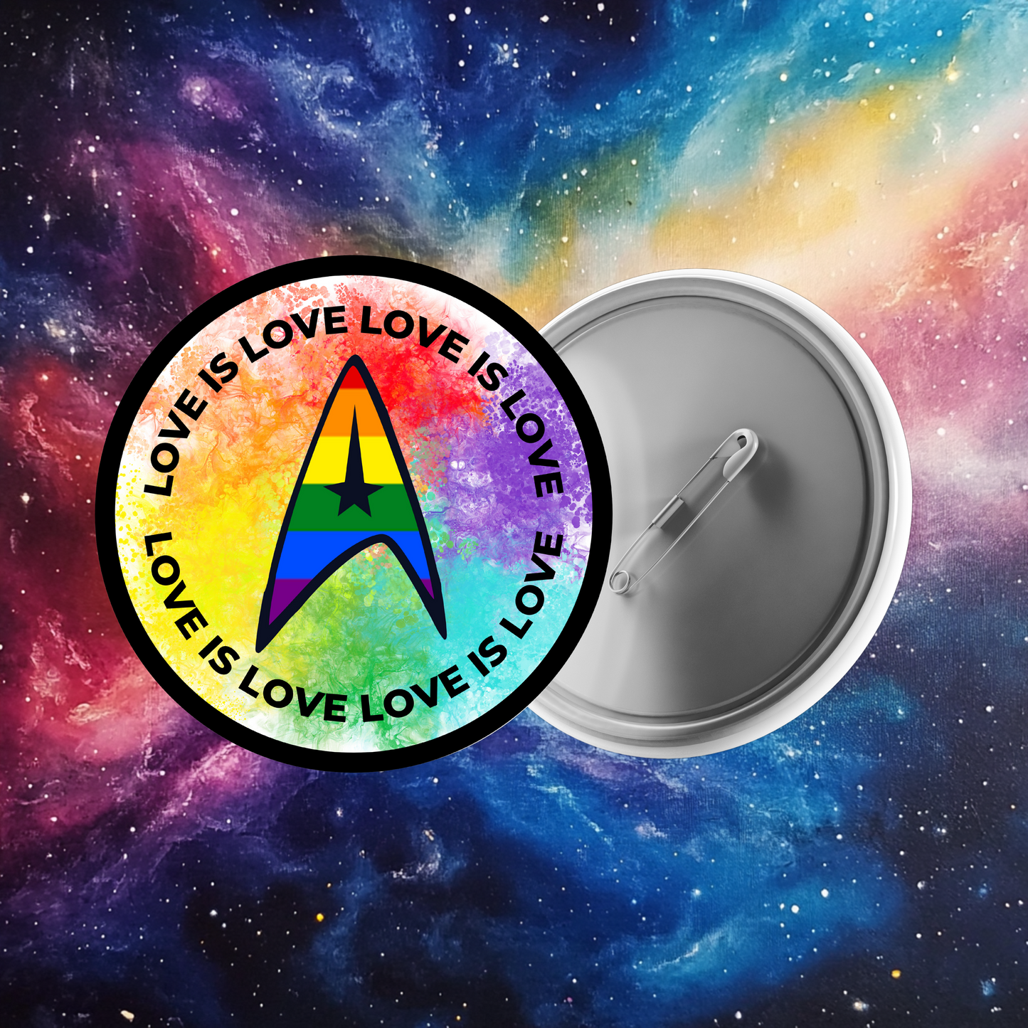 Star Trek  Pride Love is Love Button Pin + Free Sticker